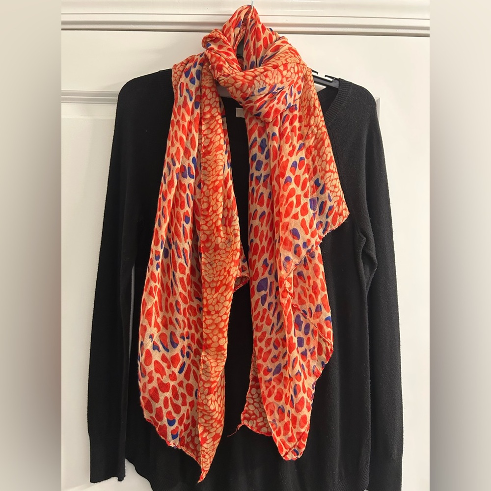 Lightweight Red/Blue Multi Pattern Scarf